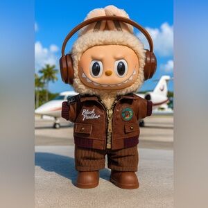 Labubu Aviator Flying Leather Jacket - 4 Pieces Set